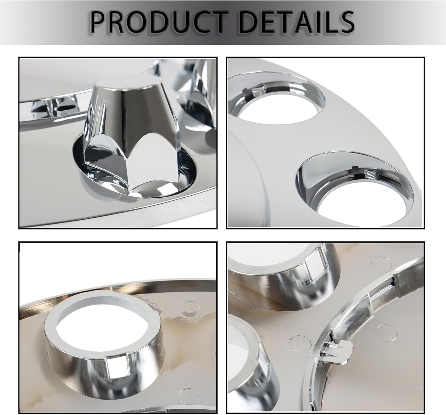 labwork Chrome Front Wheel Covers Hub Axle Plastic ABS 33mm Nut Lug Covers Center 1 Pair for 22.5 in & 24.5 in Semi Truck Wheels