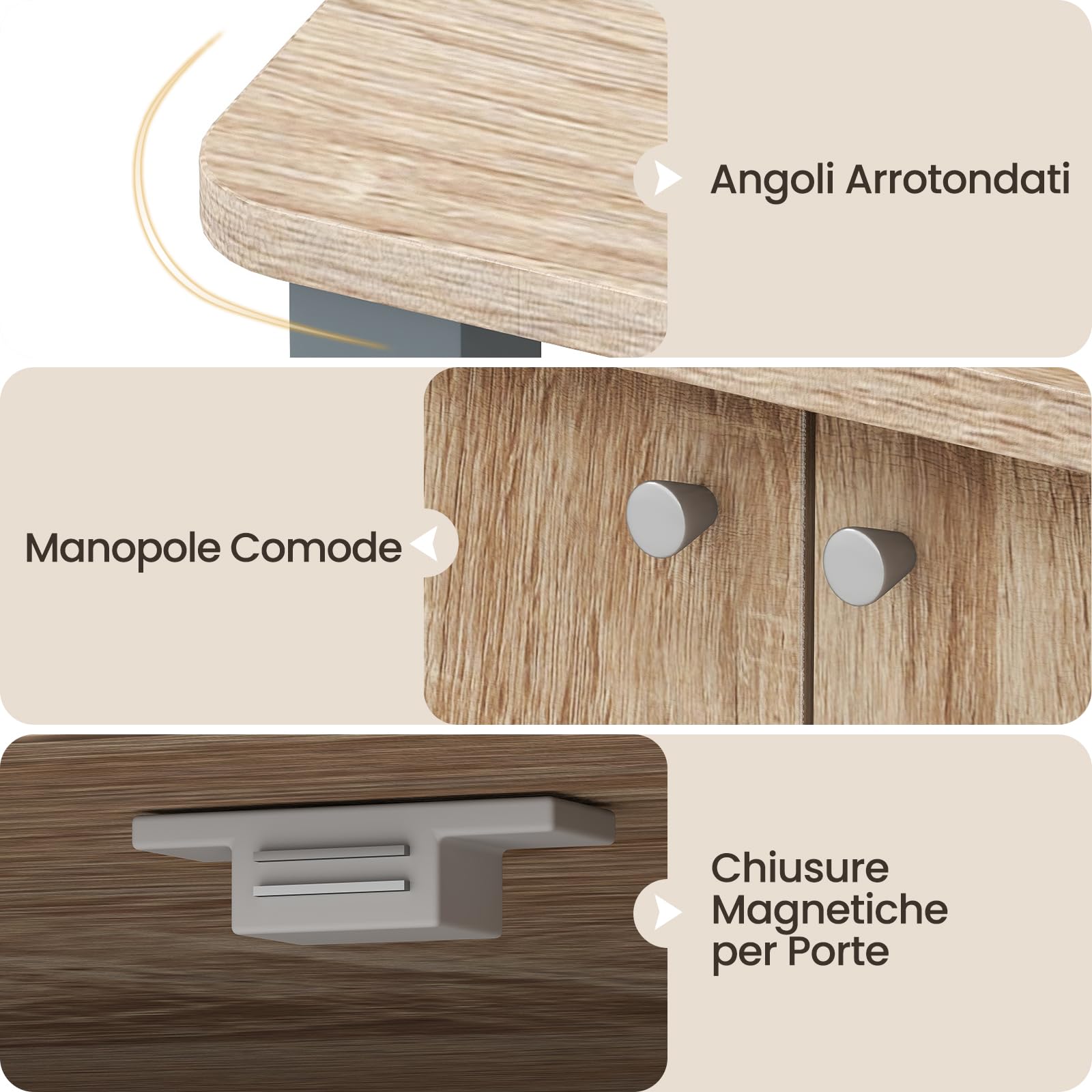 COSTWAY Scaffale da Cucina per Microonde Carrello da Cucina, con Ruote e 2 Ante, Multifunzionale e Movimento Flessibile, 60x40x98 cm (Naturale)