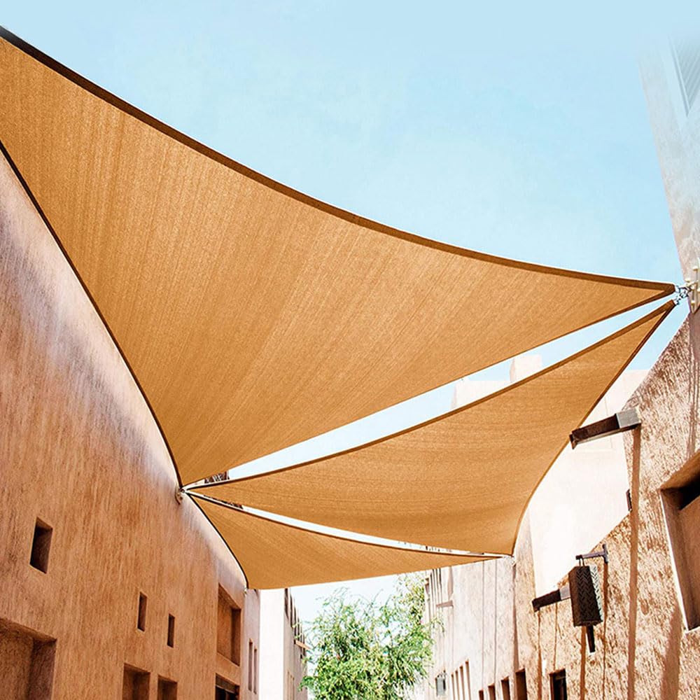 Tenda parasole triangolare impermeabile con protezione UV in tessuto Oxford 420D, tinta unita, per patio, giardino, balcone, include corda (viola, 6 x 6 x 6 m)