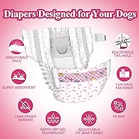 Vista 2 de Dono Pañales desechables para perras, pañales súper absorbentes para perritos, tecnología de gel de secado rápido, ajuste a prueba de fugas