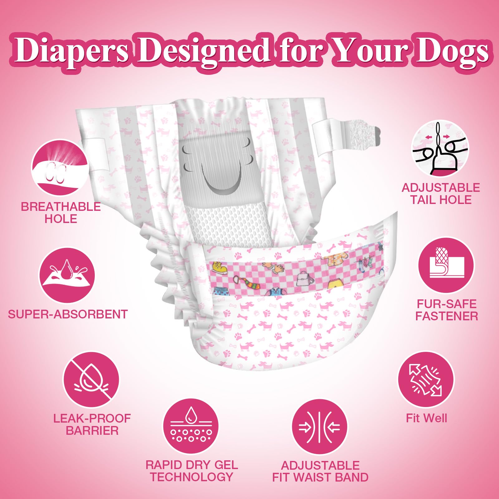 Pannolini monouso per cani femmina, 36pezzi, pannolini per cani super assorbenti, pannolini per cuccioli con tecnologia Flash Dry Gel, pannolini per gatti a prova di perdite per cani in calore