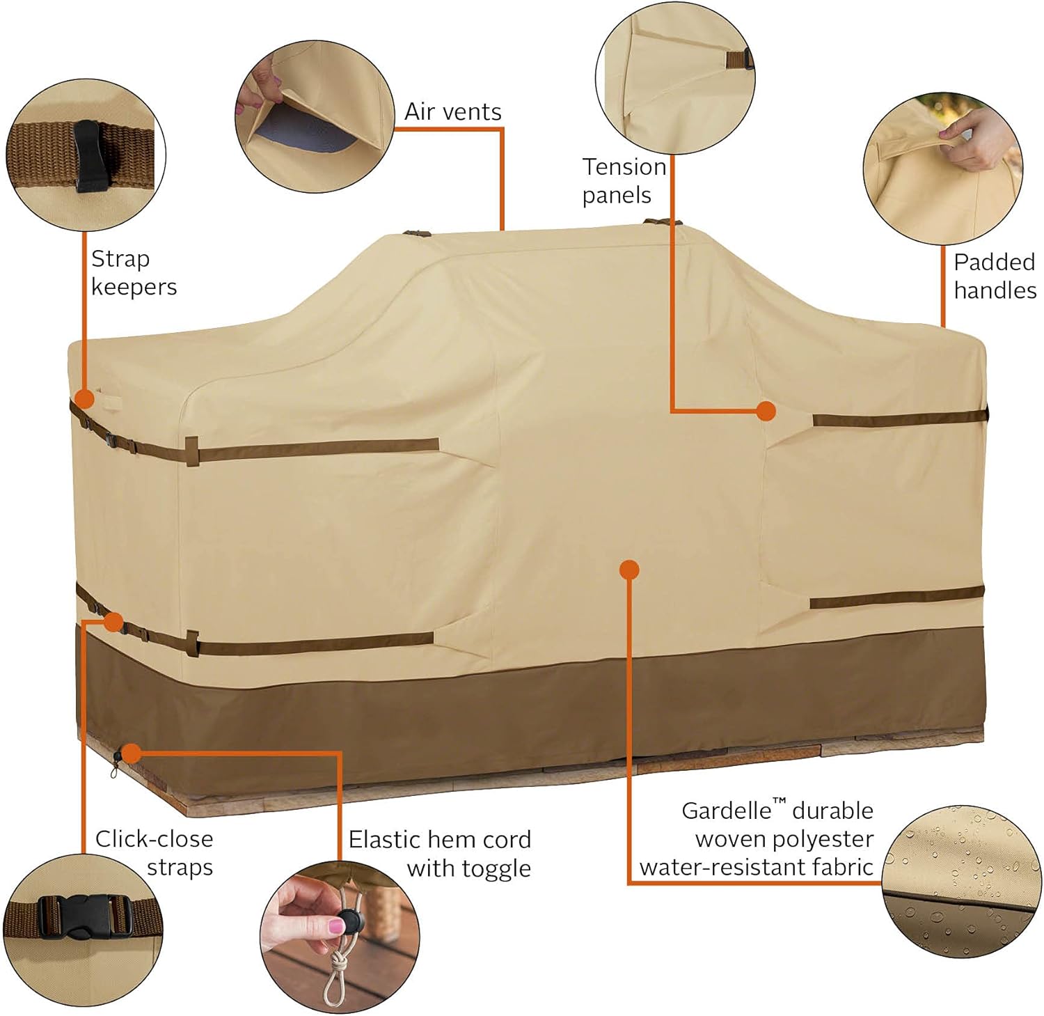 Classic Accessories Veranda Water-Resistant BBQ Grill Cover for 98 Inch Island with Center Grill Head