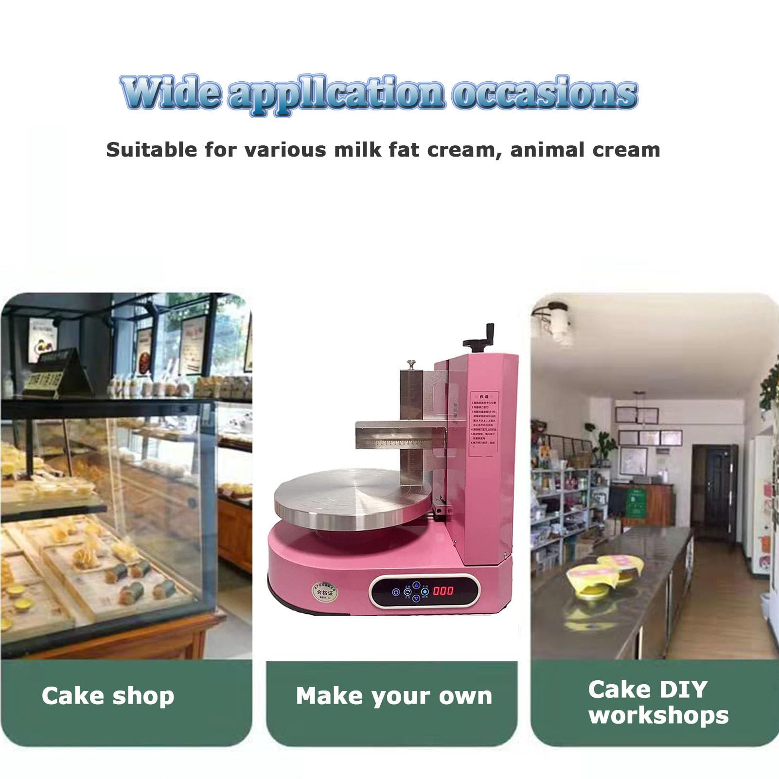 Kuchenglasurmaschine, tragbar, verstellbar, Kuchendekorationsglätter, automatischer Kuchenbeschichtungsglätter und Schabmaschine, ideal zum Backen und Geburtstag