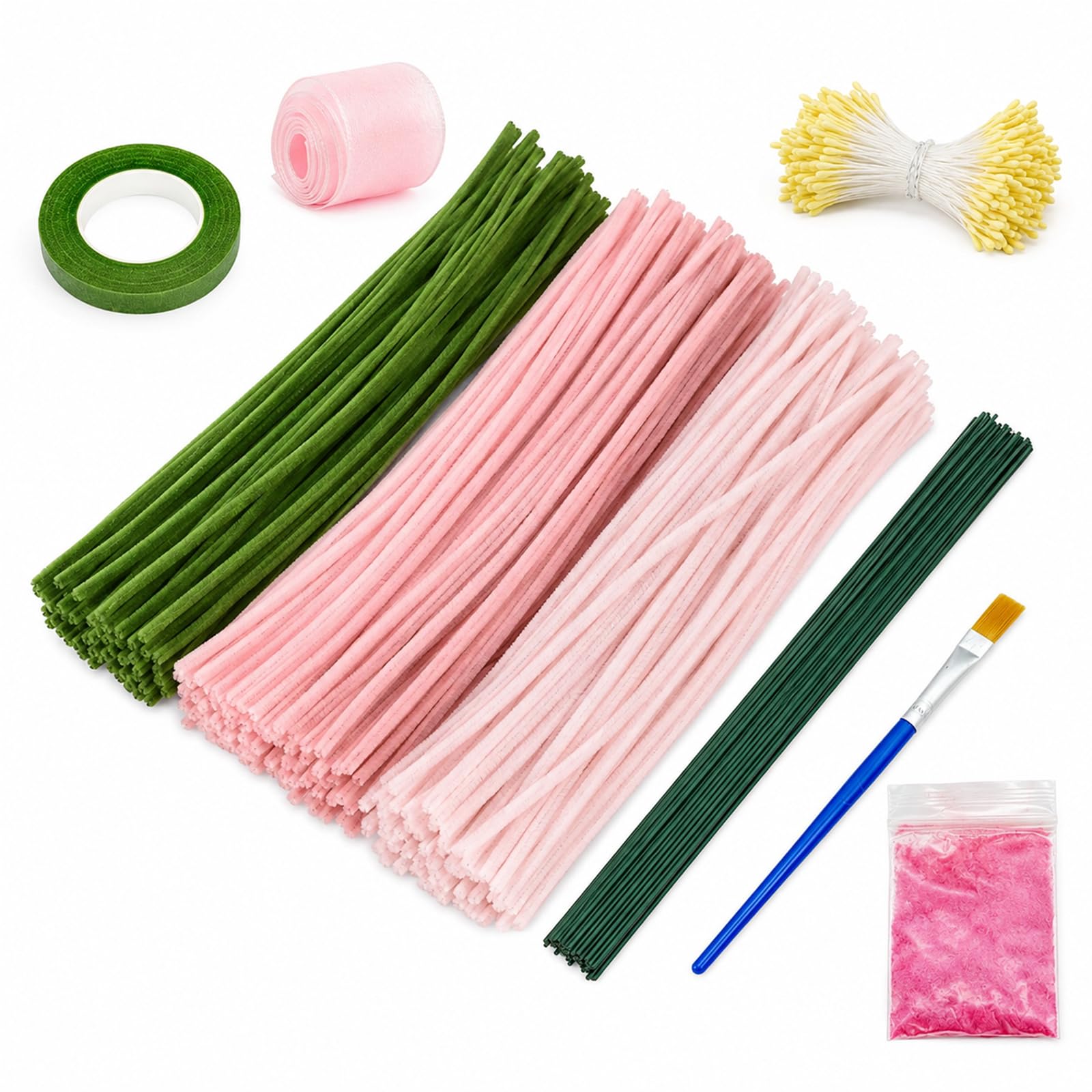 306 Pcs Pink Pipe Cleaners Flower Kit Pipe Cleaners For Craft Flowers