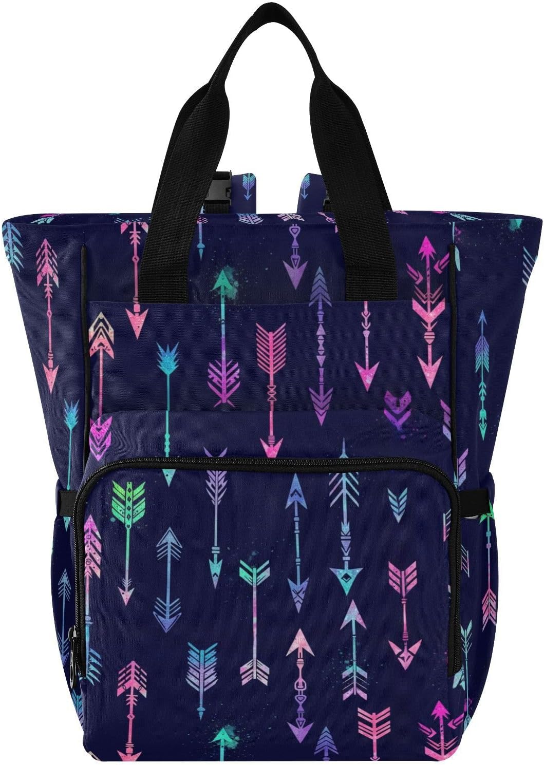 Colorful Arrows Black Print Diaper Bag Backpack for Baby Boys Girls Multifunction Baby Essentials Travel Tote with Stroller Straps & Bottle Storage Nappy Changing Bag for Moms Dads Baby Gifts