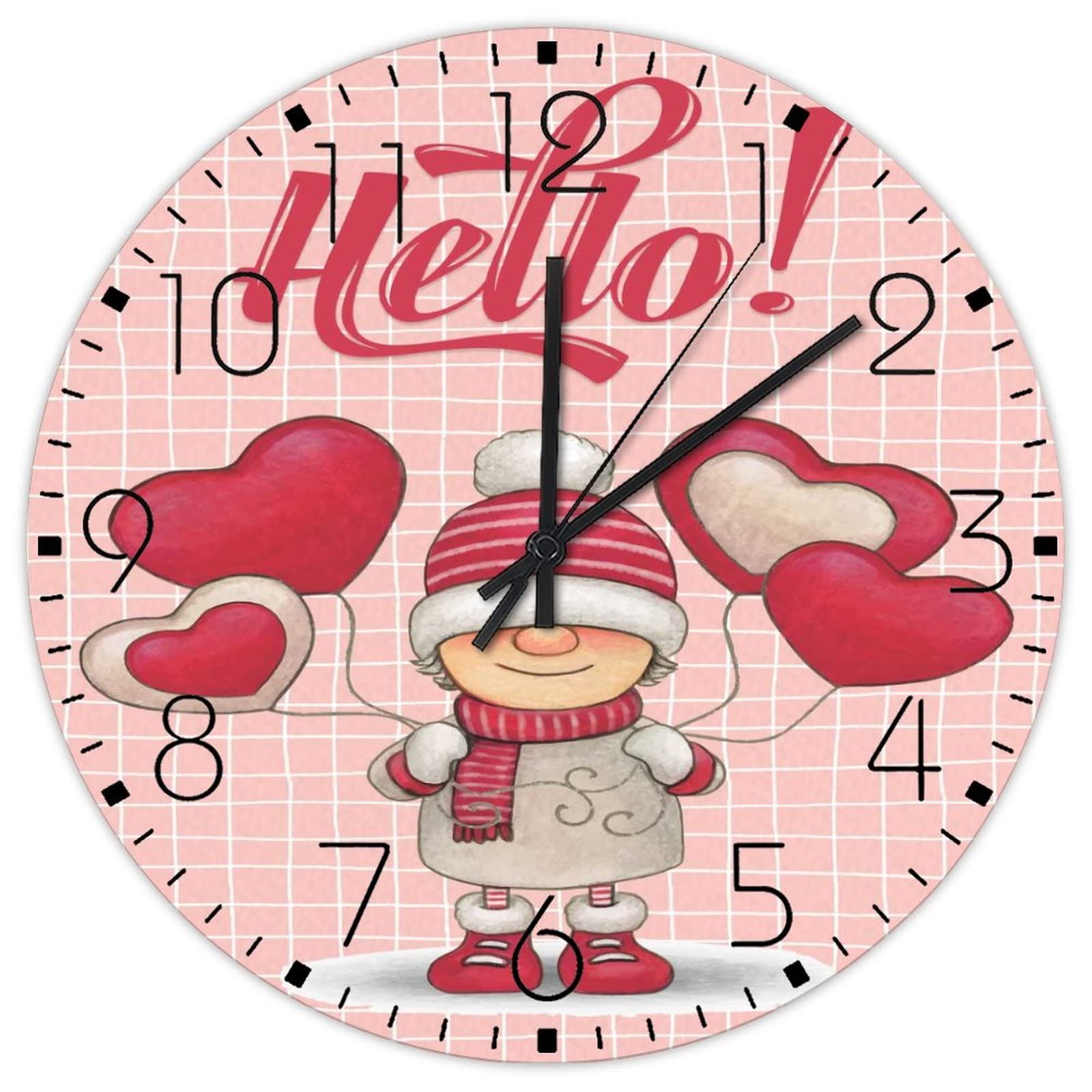 Horloge murale silencieuse analogique cœurs rouges déco entrée salle de bain