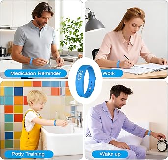 Vibrating Alarm Wristband, Silent Vibrating Wrist Alarm Watch, Potty Training, Sport Watch Deep Sleepers/Hearing Impaired Daily Reminder