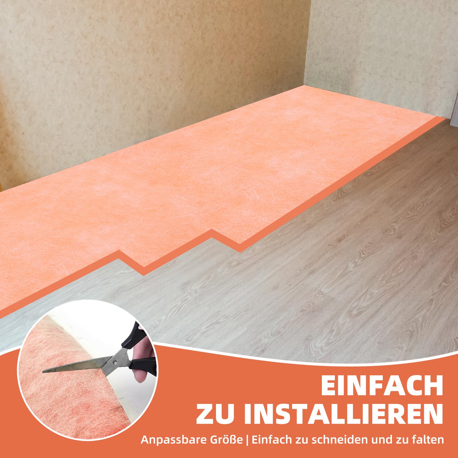 Lámina impermeabilizante para baño, alfombrilla de desacoplamiento para azulejos, membrana impermeabilizante para inodoro, techo de pared, sauna, azulejos (Naranja, 30M)