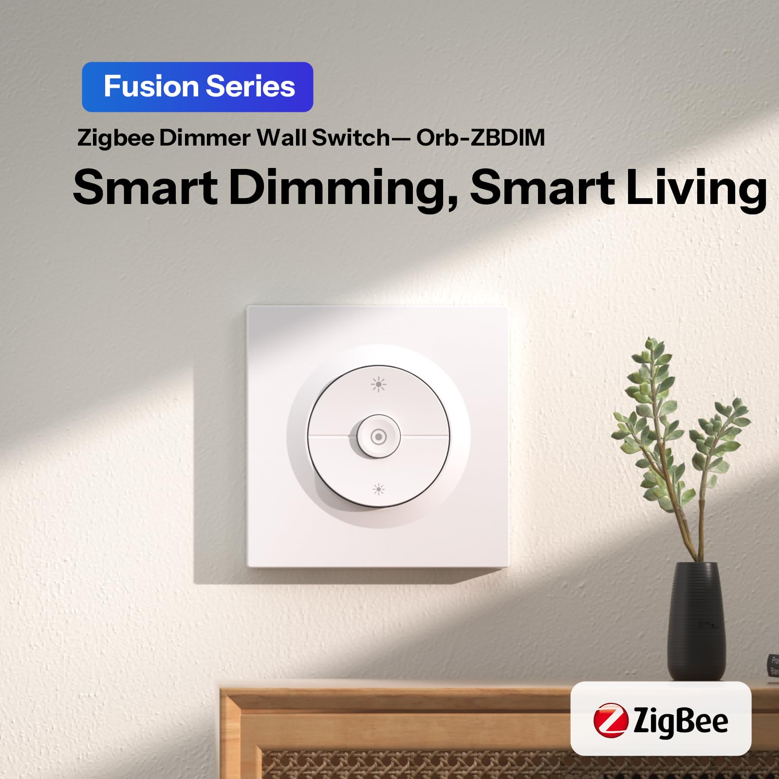 SONOFF Fusion, Orb-ZBDIM(MINI-ZBDIM-E), Zigbee Inteligentny Ściemniacz, Wymagany Przewód Neutralny, do ściemnialnych lamp LED/Żarowych/Halogenowych, Kompatybilny z Alexa i Google Assistant