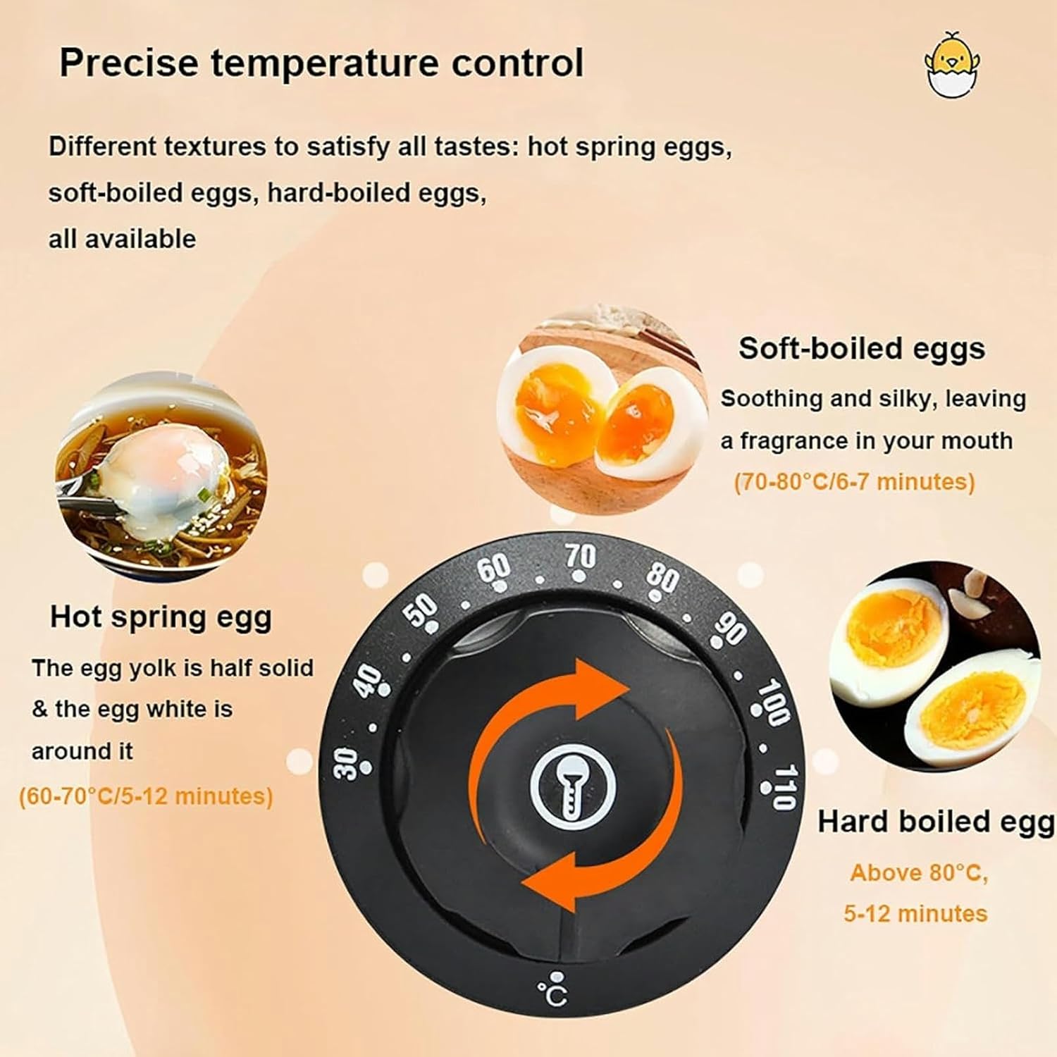Egg Boiler with Temperature Control and Timer, Stainless Steel Hot Spring Egg Cooker for Hotels and Restaurants