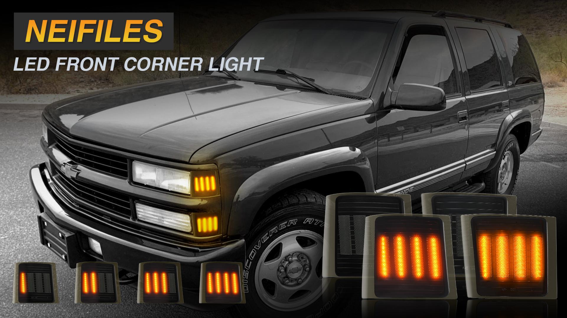 [LED DRL Strip] For 94-98 Chevy C10 C/K 1500 Headlight Bumper Corner Lamp Black