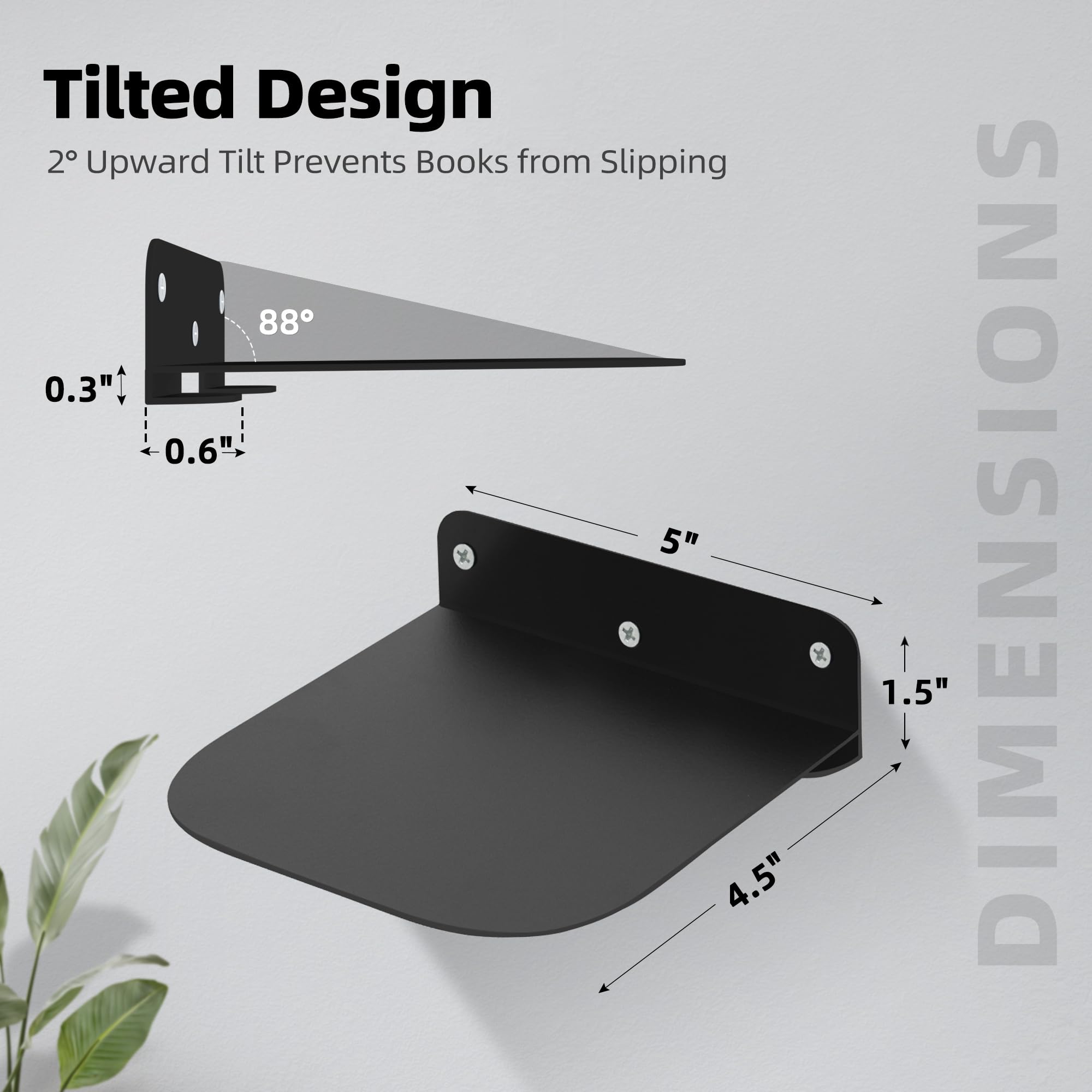 STORAGE MANIAC Floating Book Shelves for Wall Mounted Invisible Floating Bookshelves Heavy-Duty Steel Hidden Bookshelf Hanging Bookshelves for Bedroom Living Room Office, Black 4-Pack