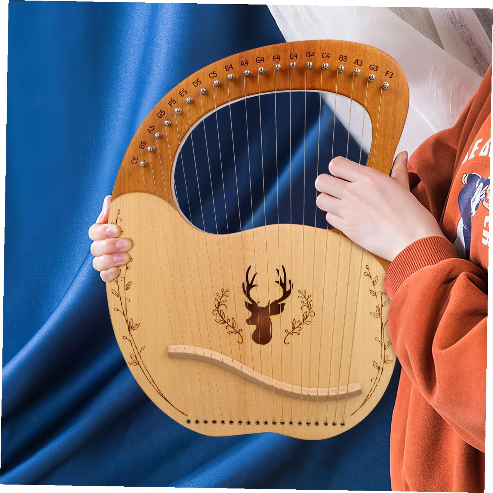 ERINGOGO 1ensemble Lyre Harp Portable Métalliques Avec Clé Et De Rangement Pour Débutants