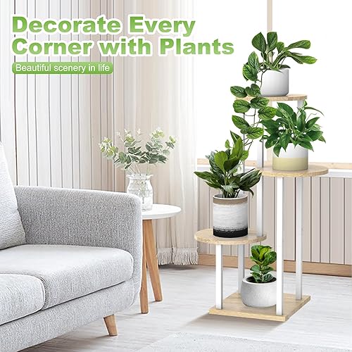 Miniatura 4 de Soporte para plantas de interior, estante esquinero de metal grueso de 4 niveles para múltiples plantas, soporte para macetas escalonadas para