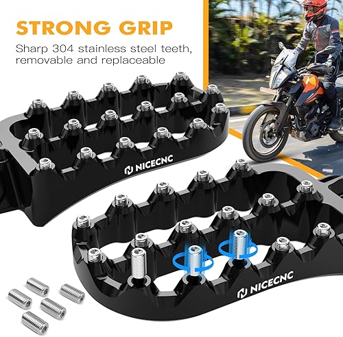 Miniatura 6 de NICECNC Estriberas planas de ángulo horizontal negro estilo rally compatibles con KTM 390 Adventure 2020 2021 2022 2023, aluminio anodizado,