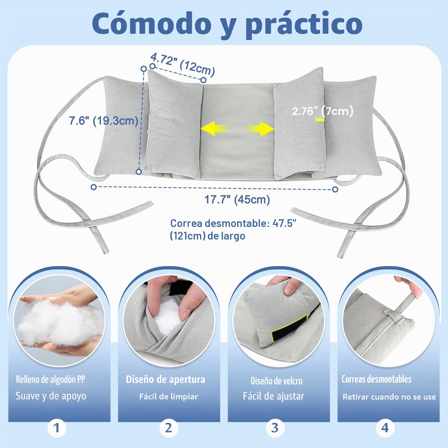 Almohada estabilizadora de cuello, almohada postoperatoria para dormir erguido, entrenamiento de sueño de espalda y lateral, cuña de posicionamiento de cama para ancianos postrados en cama