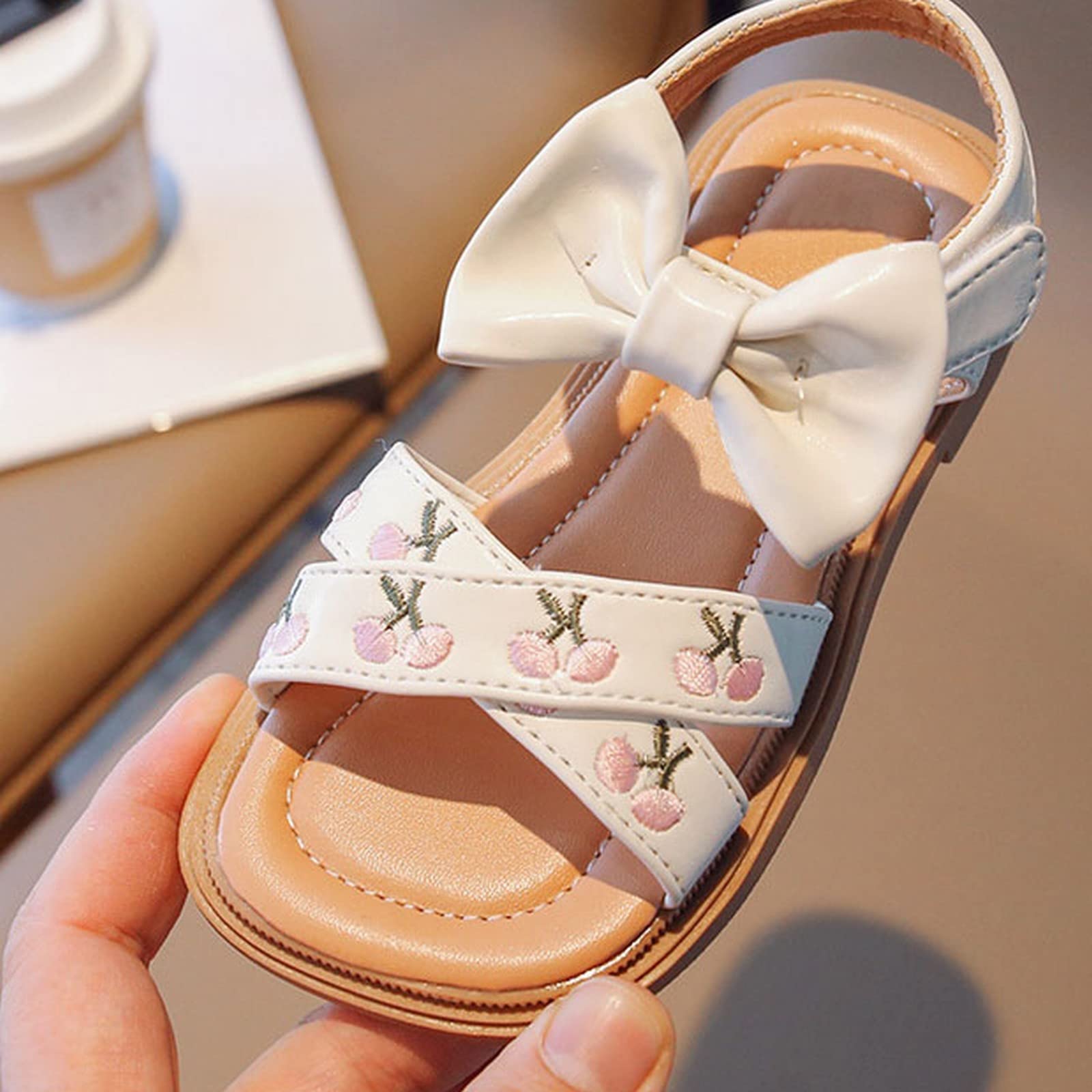 YHQZNLXQ Generisch Sandalias para Niñas Verano Bebé Niñas Zapatos De Princesa Suela Suave Zapatos Romanos Bordados