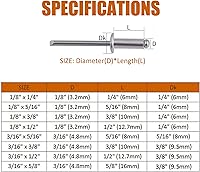 Vista 4 de ISPINNER 385pcs 8 tamaños de remaches ciegos de aluminio, kit surtido de remaches pop (plata)