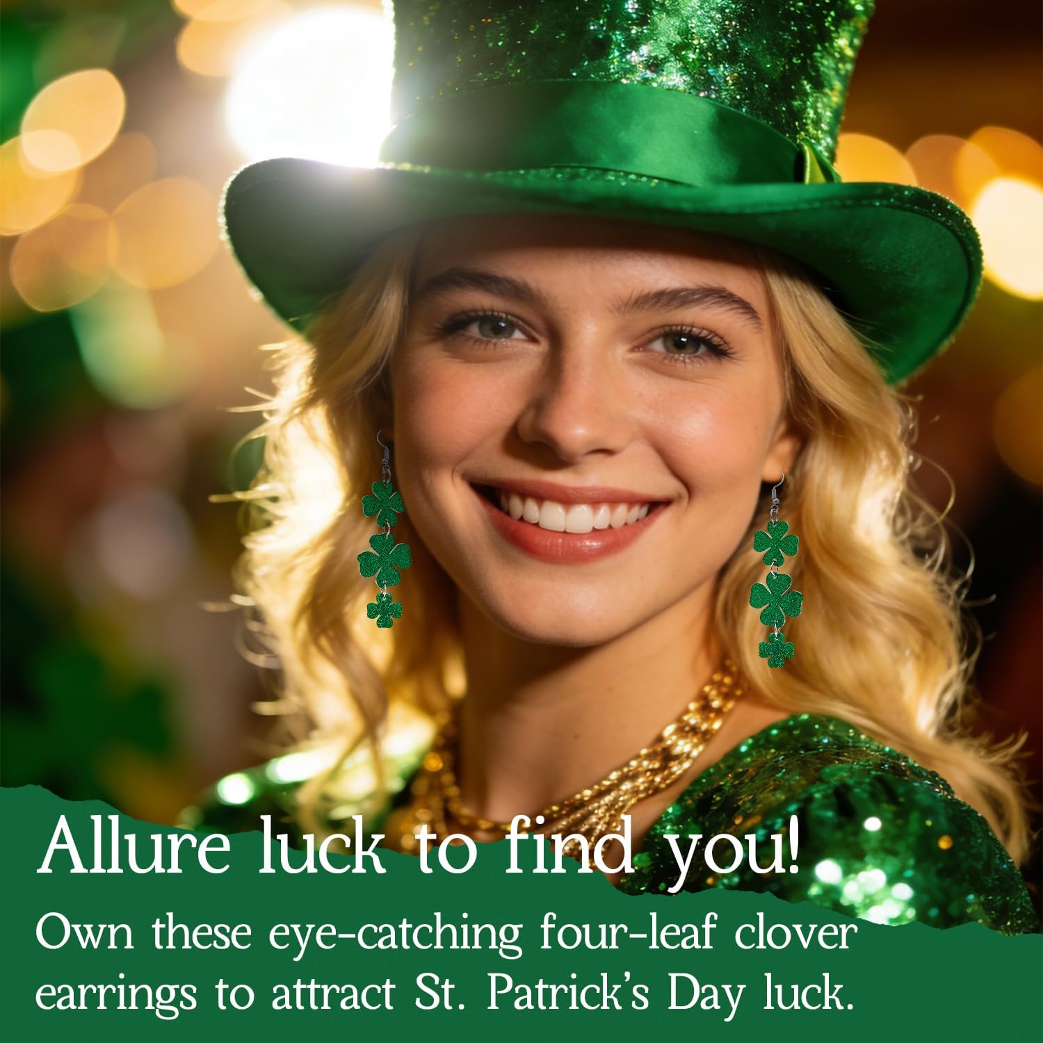 St. Patrick's Day Earrings Shamrock Earrings for Women, Irish Shamrock Acrylic Dangle Earrings for Women St Patrick's Day Accessories - Image 3