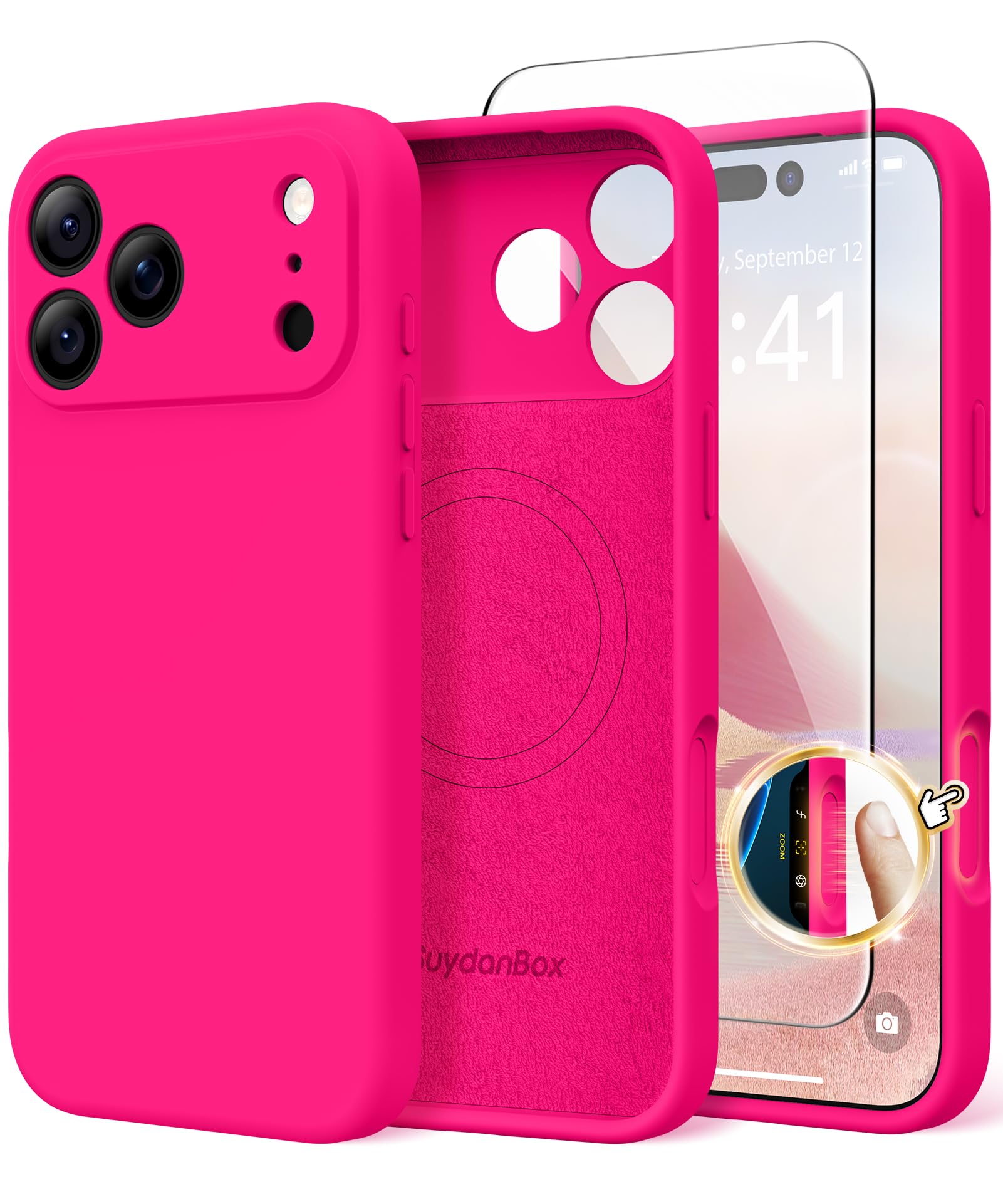 Magnetic for iPhone 18 Pro Case/iPhone 17 Pro Case Silicone Hot Pink Iphone 18 Pro/17 Pro