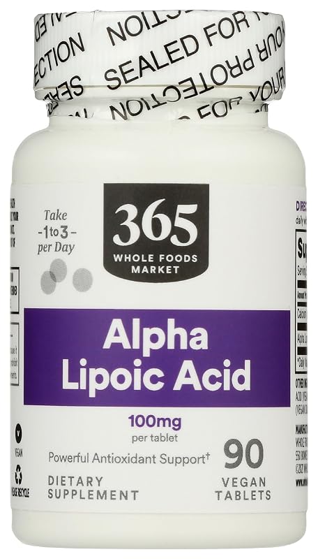 365 by Whole Foods Market Suplemento de ácido alfa-lipóico 100 mg, 90 comprimidos