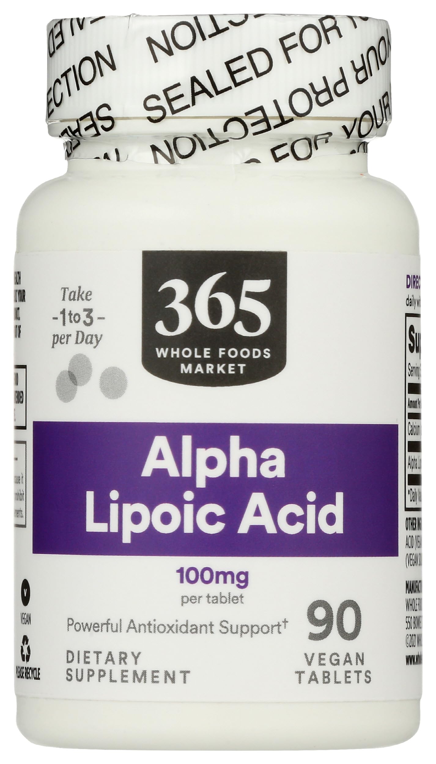 365 by Whole Foods Market, Alpha Lipoic Acid 100mg, 90 Count 90 Count (Pack of 1)