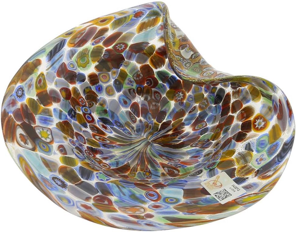 GlassOfVenice Murano Glass Millefiori Gold Centerpiece Bowl