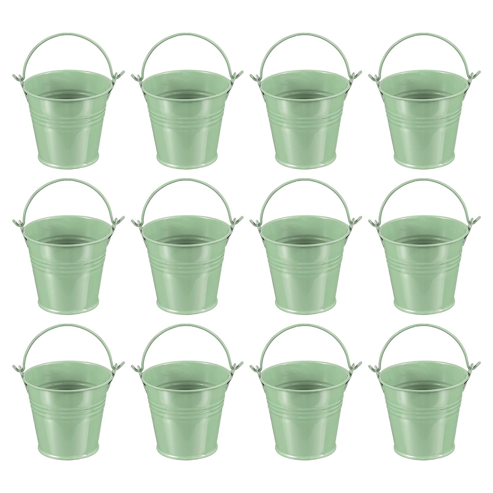 Photo 1 of PATIKIL Mini Metal Buckets with Handle, 12 Pcs, Light Green