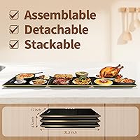 Vista 2 de Food Warmers for Parties Buffet, （47"x12"） Assemblable Stackable Electric Warming Tray with 8-Level Temperature Adjustment and 8-Hour Timer