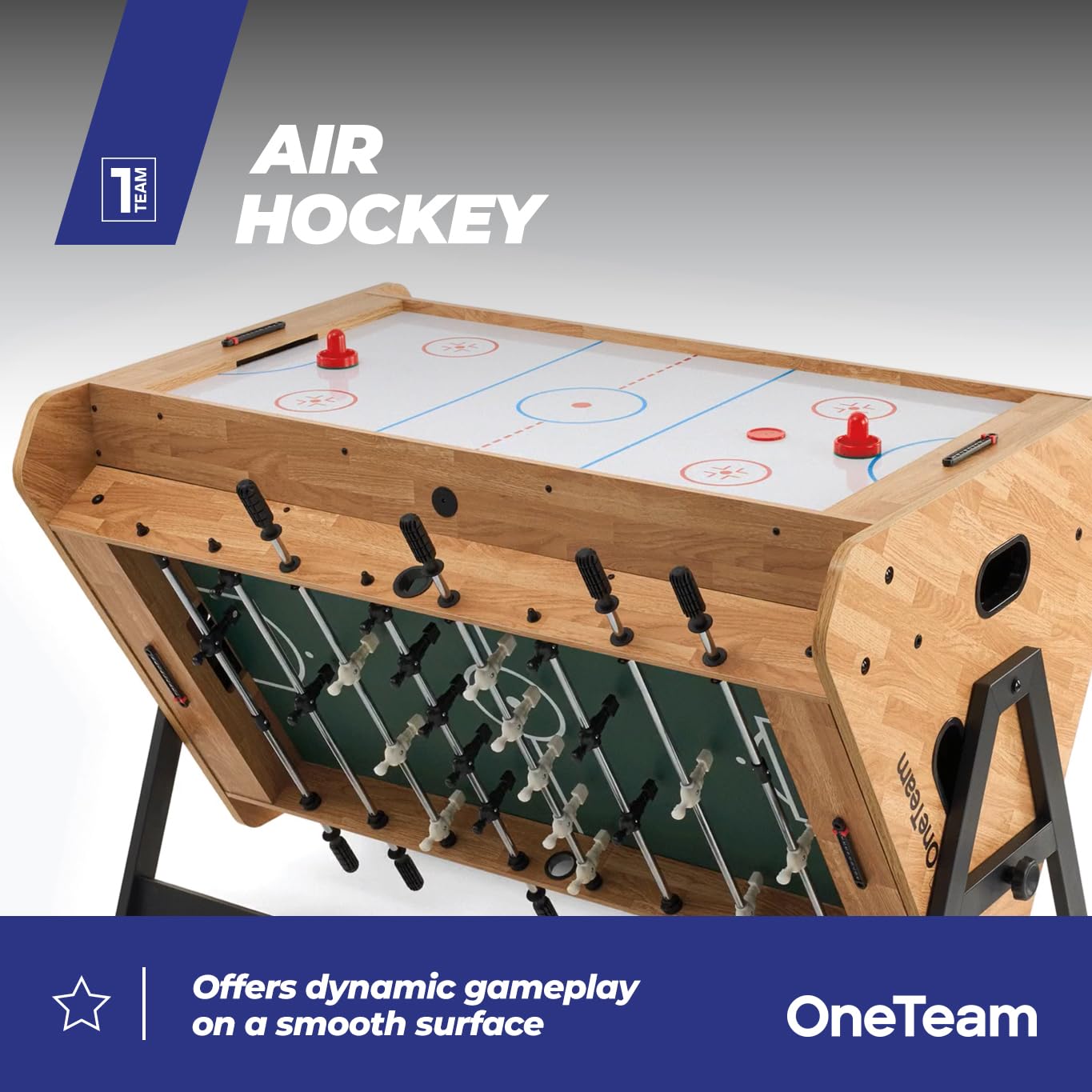 OneTeam FunArena 3in1 Spieltisch Tischfußball Billard Airhockey multifunktional kompakt austauschbare Spielfelder