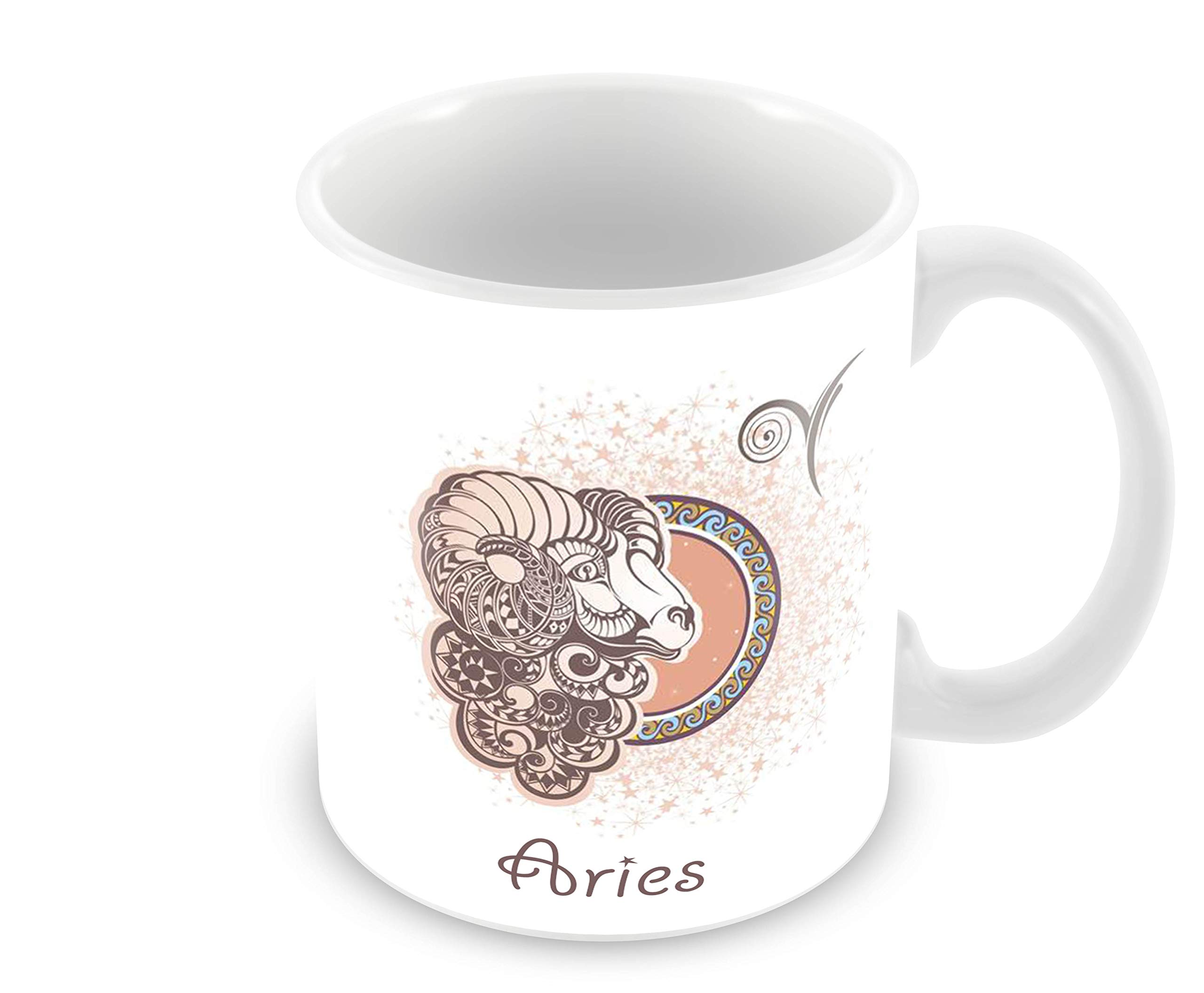Tuelip "Aries Printed Zodiac Sign Coffee Mug, Aries Sign Mug, Ceramic Tea & Coffee Cup-350 ML White