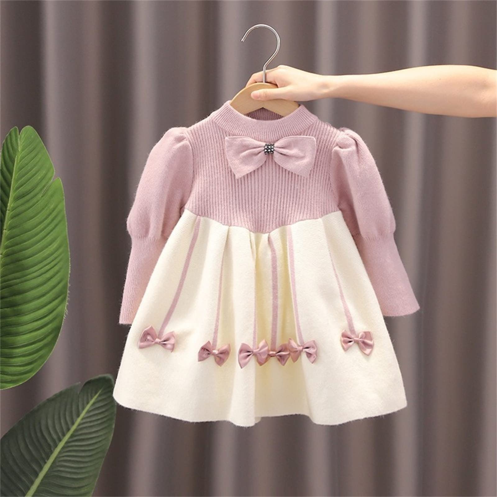 Para niñas festivas niños pequeños niños pequeños bebé niña manga larga patchwork Bowknot suéter princesa vestido trajes en línea damas