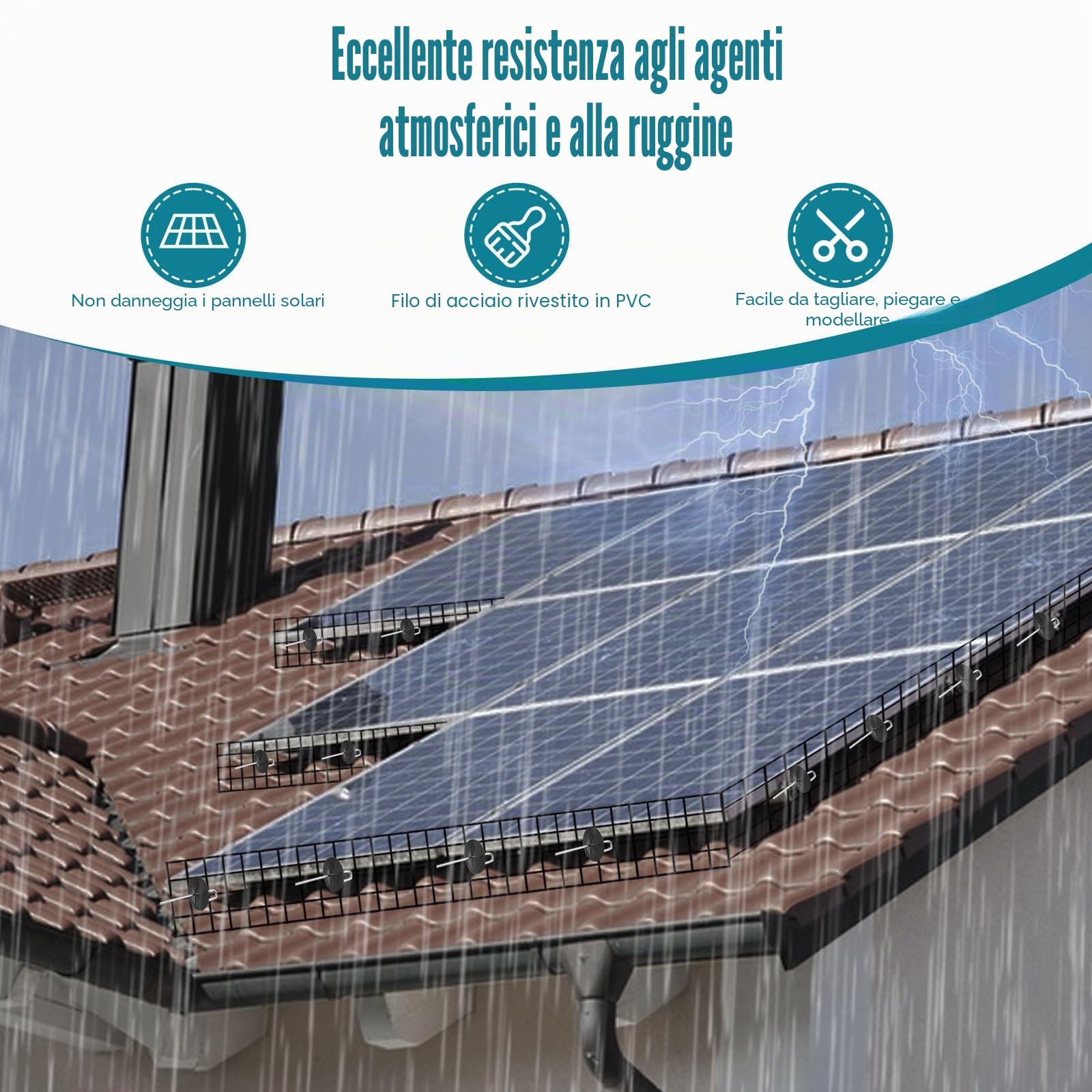 Kit di Rete Anti-Uccelli per Pannello Solare 15,2 cm x 30,5 m PVC Rete Flessibile Anti-Uccelli, Protezione per Pannello Solare per Prevenire la Nidificazione dei Piccioni con Guanti