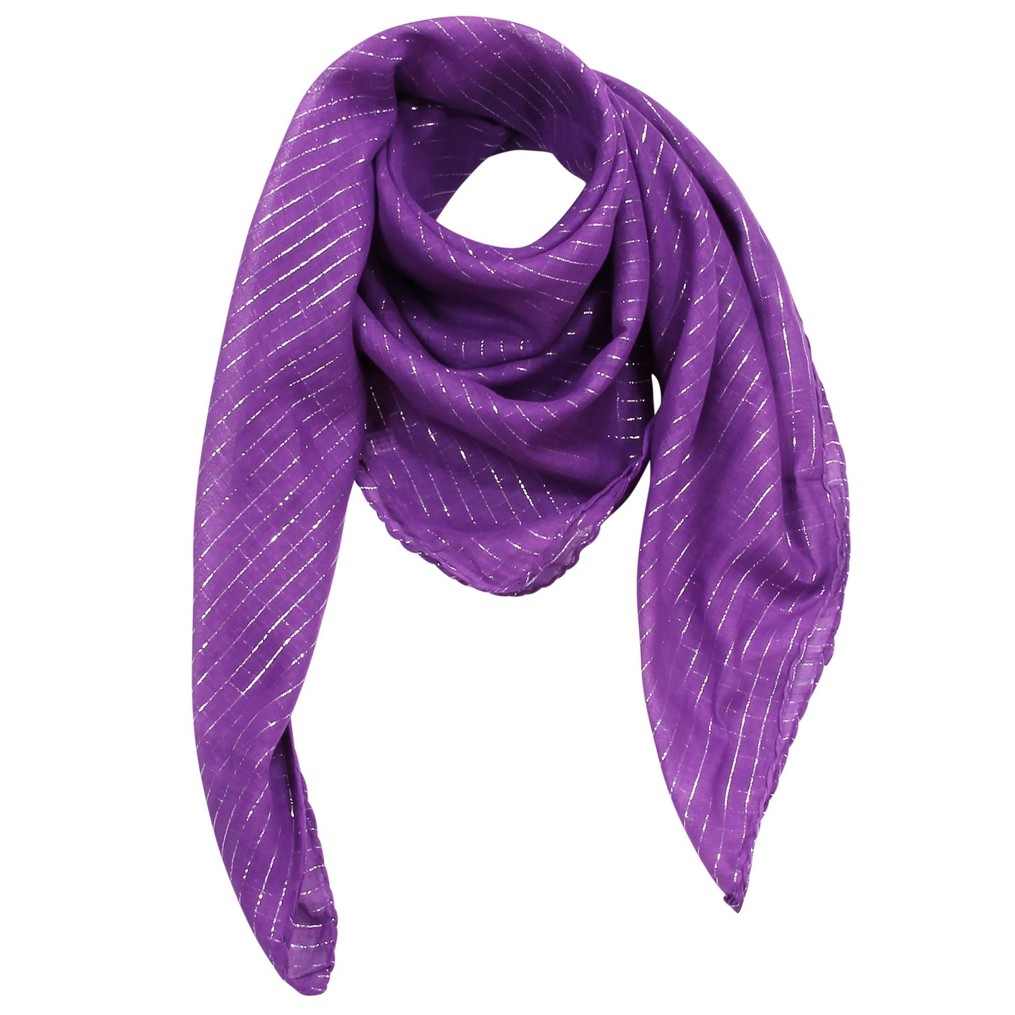 Freak Scene Cotton Scarf - purple Lurex silver - squared kerchief