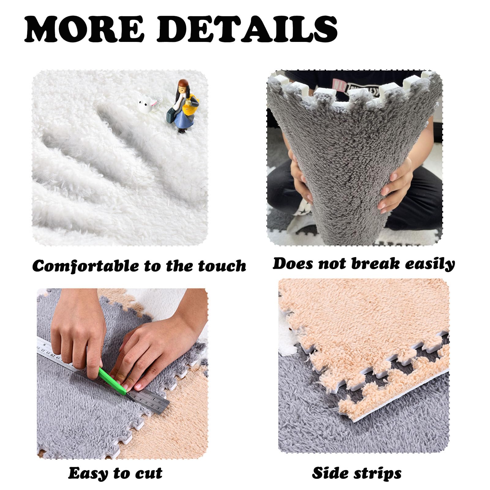 Splice Interlocking Carpet 16 Pezzi Tappetino Interlocking Carpet, Piastrelle per Moquette Soffice, Tappeto Interlocking in Schiuma Morbida, Tappeto Patchwork Antiscivolo,White+Pink