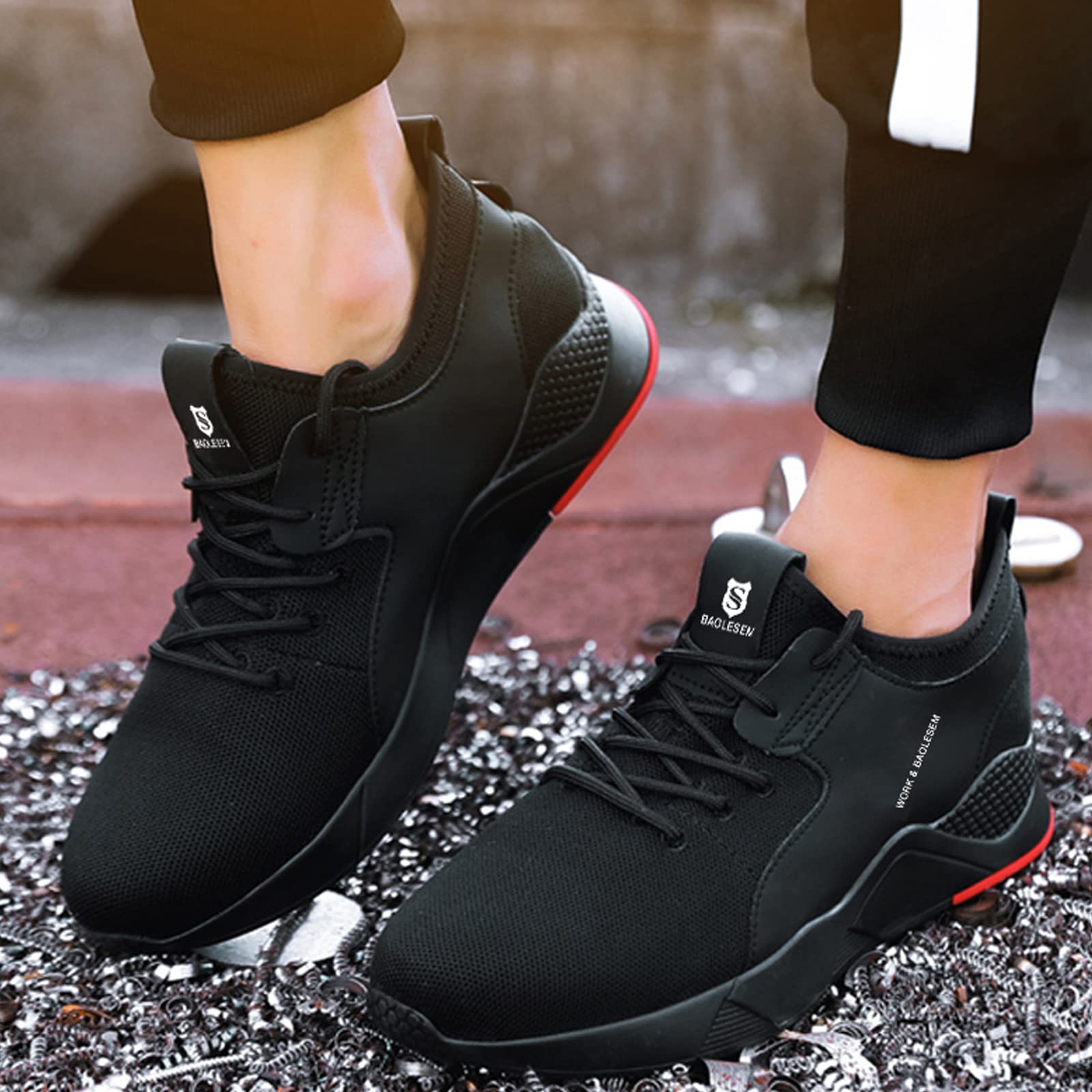 Sicherheitsschuhe Herren Arbeitsschuhe Damen Leicht Atmungsaktiv Sportlich Schutzschuhe mit Stahlkappe Sneakers