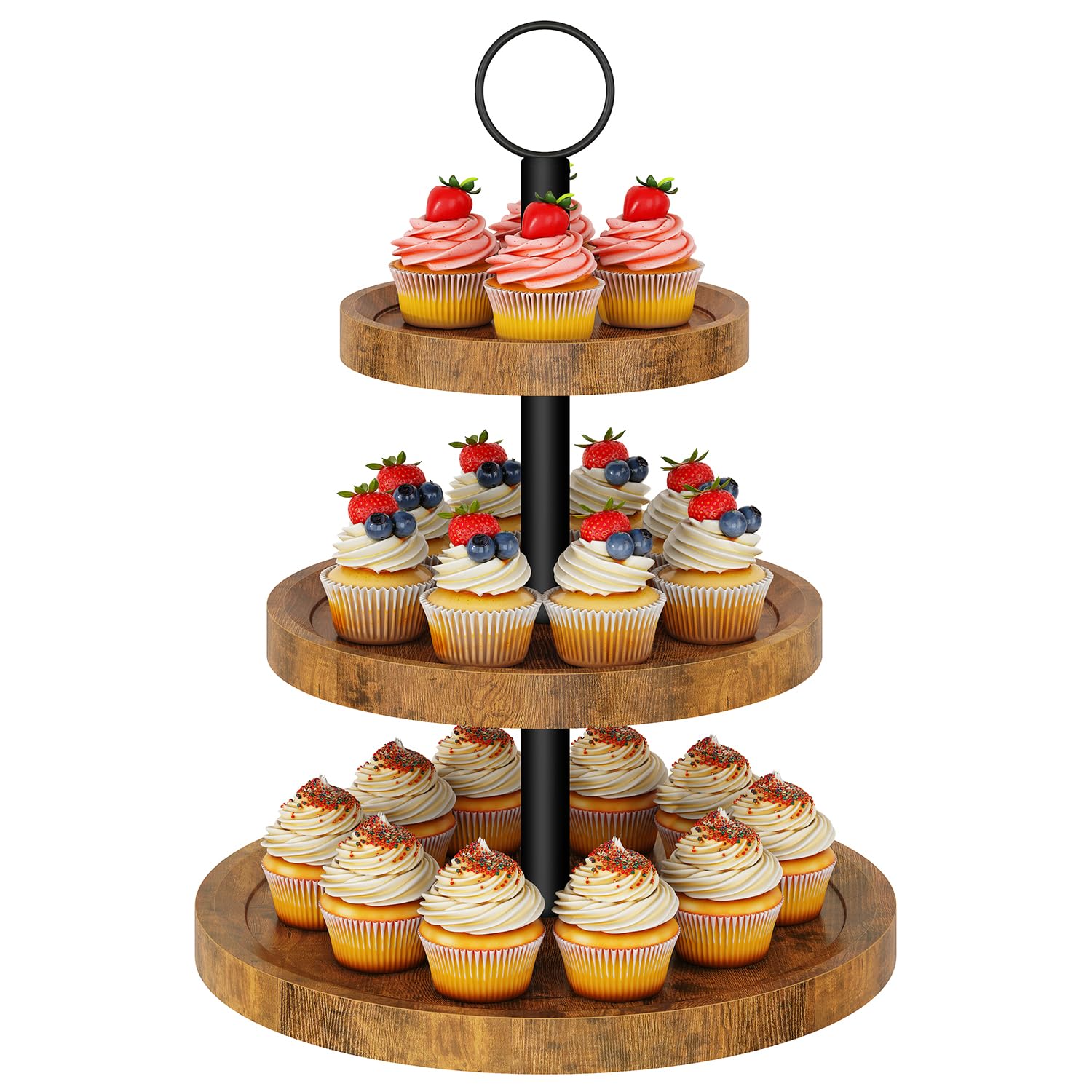 IBUYKE Présentoir Gâteaux Rond,Ensemble de 2,Plateau de Service,TLJ029H-2