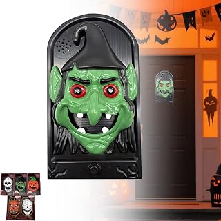 Halloween Scary Doorbell, Horror Haunted House Doorbell with Frightful Sound Effects, Doorbells with Spooky Sound for Halloween Haunted House Party Decor (C)
