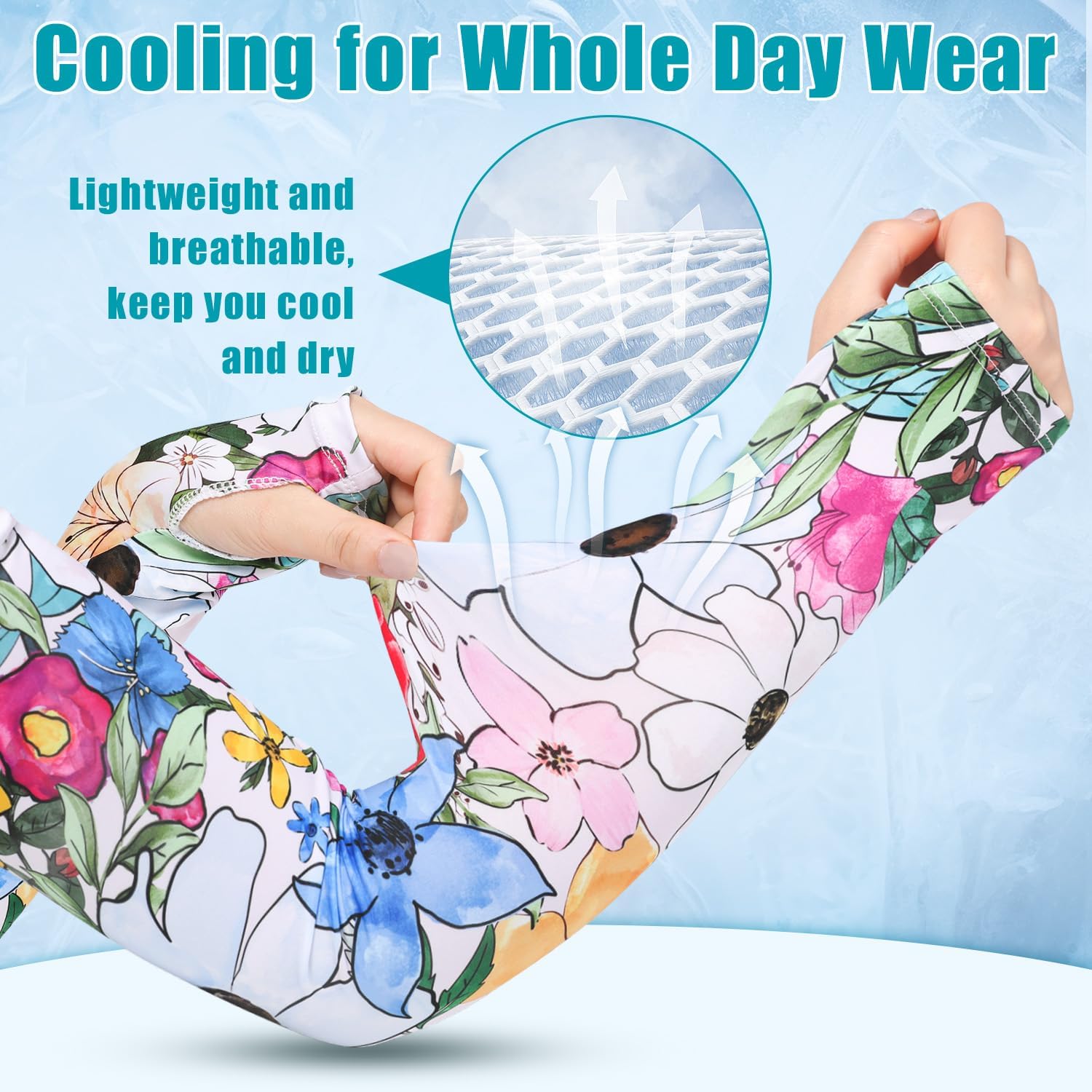 Bebila Gardening Sleeves for Women Farm UV Sun Protection Anti-Scratch Cooling Sleeves with Thumb Hole Arms Cover Outdoors - Image 3