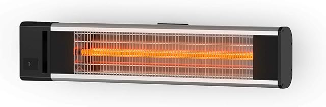 Swan Al Fresco Wall Mounted Electric Patio Heater, SH16340N, Garden and Outdoor Heating, Remote Control, 1800w, IP44 Approved, Anodized Aluminium Alloy, Black/Silver