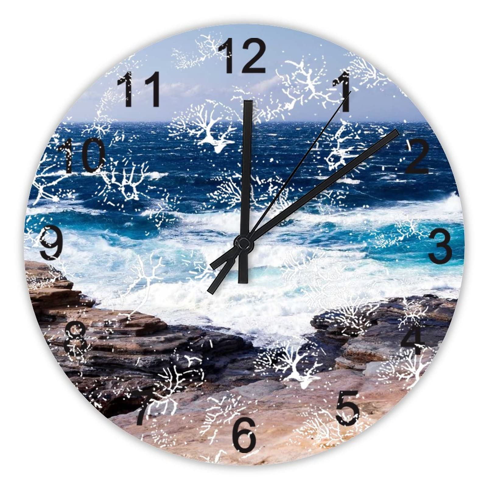 Horloge murale grand format decoration interieur ocean bleu marine
