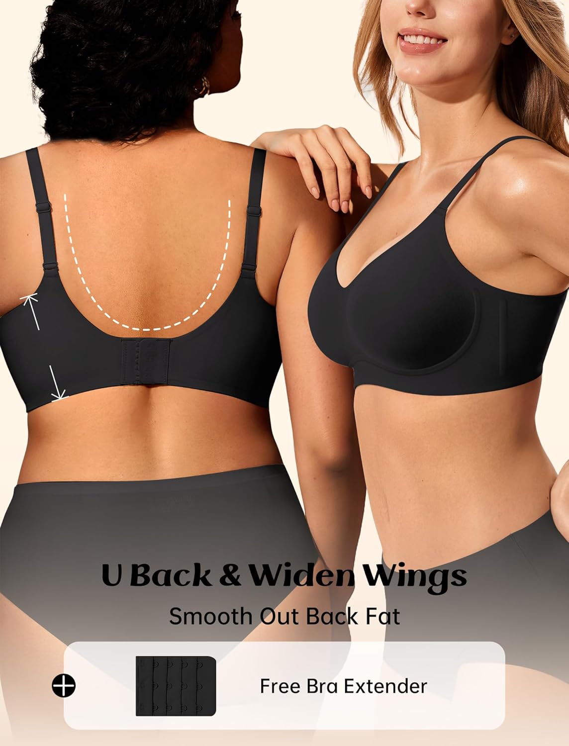 Jelly Bras for Women No Underwire Wireless Tshirt Bra Push Up Seamless Bralettes w Support - Image 3