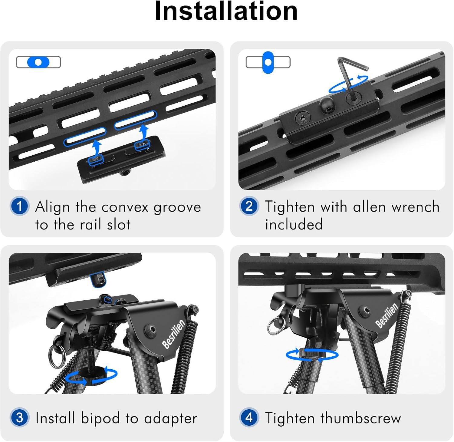 Besrilien Rifle Bipod Compatible with Mlok Bipod for Rifle 6-9 Inches with Adapter
