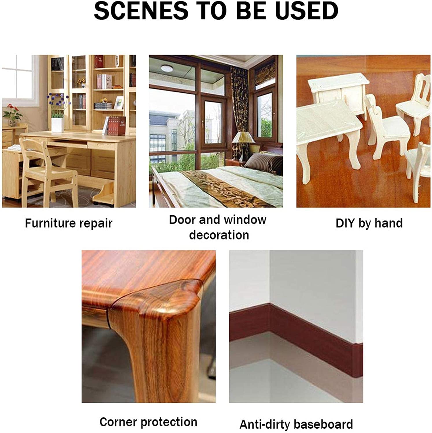 Cinta de Reparación Con Efecto de Madera Impermeable Para Suelos Laminados - Adhesiva, Simulación de Grano de Madera Para Arañazos