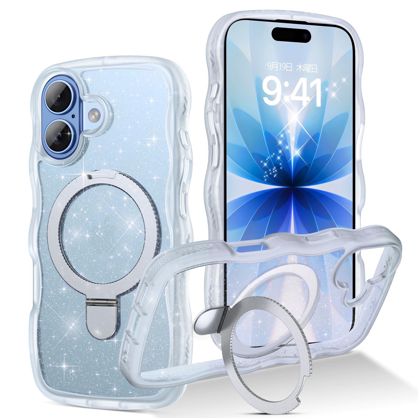Amazon.co.jp: GUAGUA iphone 17 ケース ウェーブ きらきら Magsafe