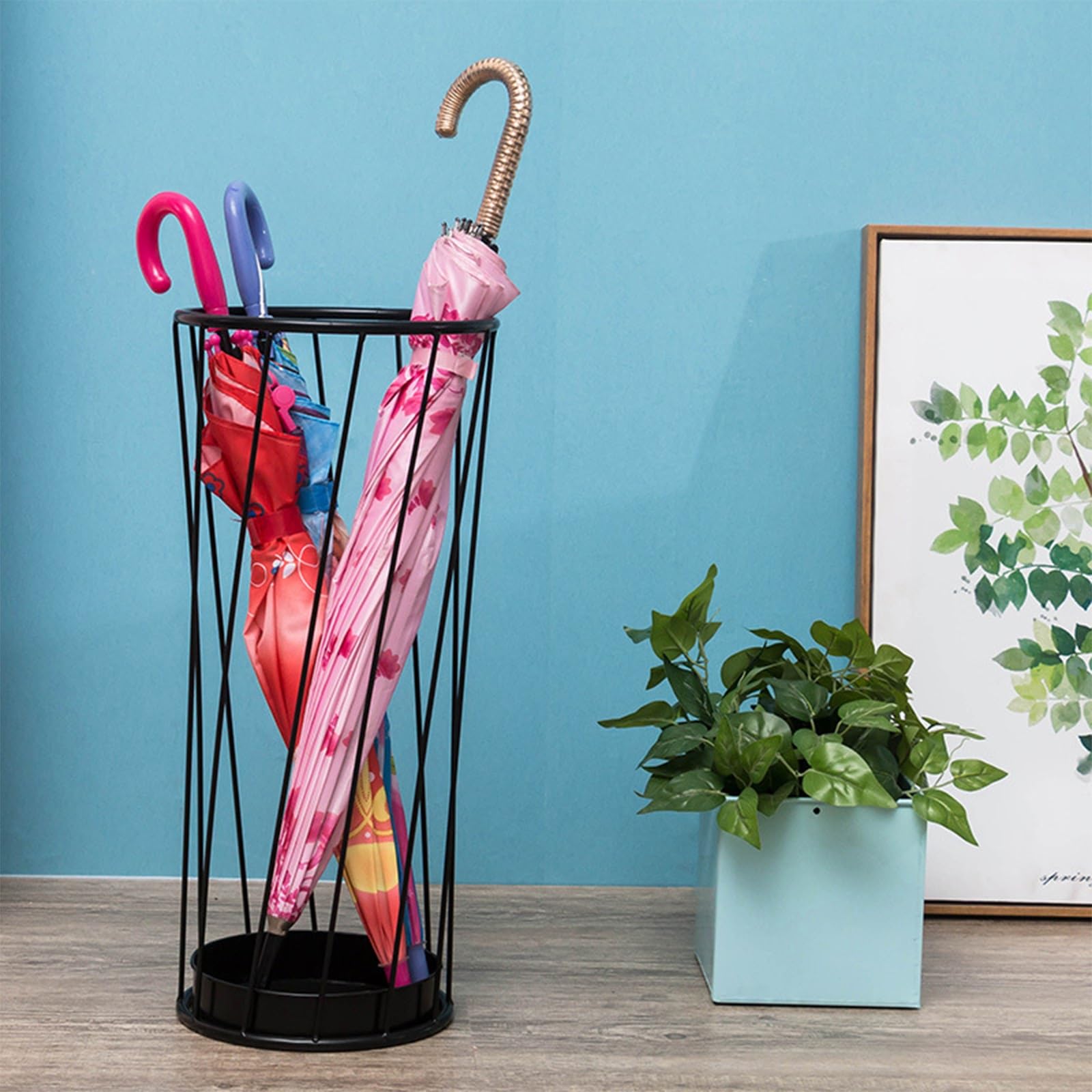Umbrella Holder for Entryway, Umbrella Storage Stands, Home Office Entry Umbrella Drainage Rack with Drip Tray, Open Design, Space Saver