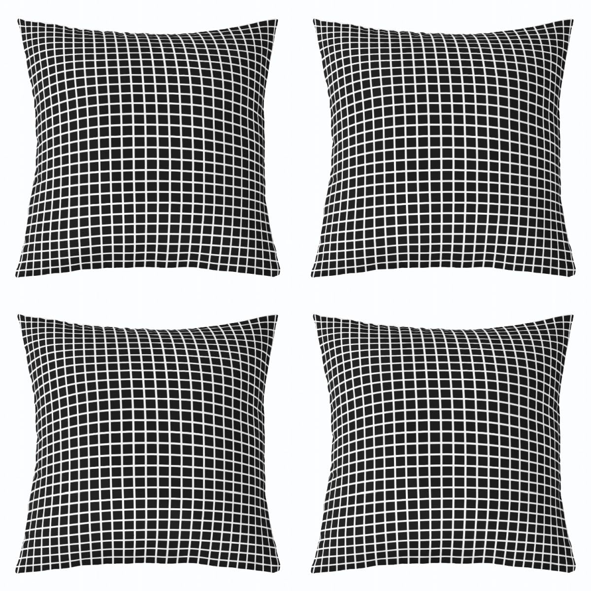 Loussiesd Juego de 4 fundas de almohada decorativas a cuadros en blanco y negro con líneas geométricas, fundas de cojín para sofá, cama, decoración del hogar, 45 x 45 cm