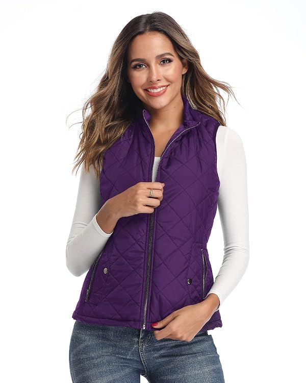 LONGKING Women's Vest - Stand Collar Lightweight Zip Quilted Vest for Women by LONGKING - Image 4
