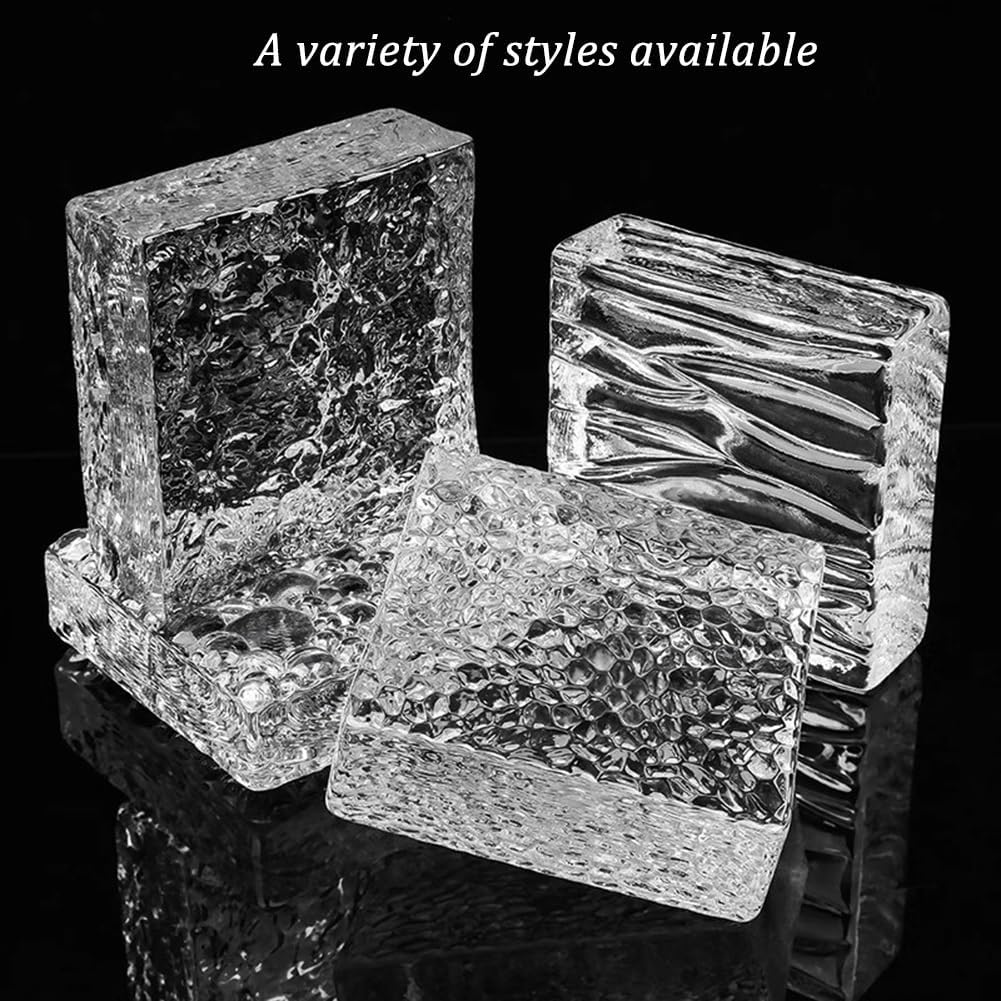 LXHELIVERY Clear Glass Brick Solid Glass Brick 1 Piece Rectangular Architectural Glass Brick, Transparent Glass Brick with Protect Privacy, Used in Building Fields Home(Clear-b)