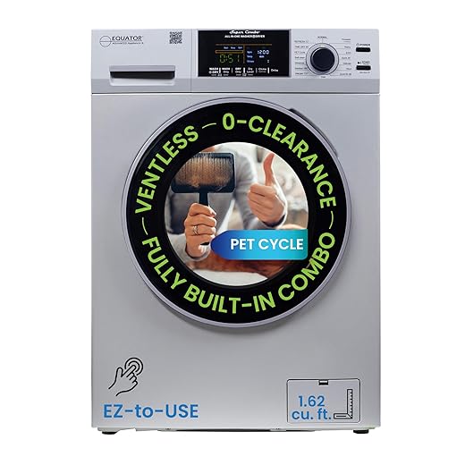 Equator All-in-one 4700 Washer Dryer Ventless FULLY BUILTIN 0-CLEARANCE 1.62cf/15lbs 110V 1400RPM in Silver
